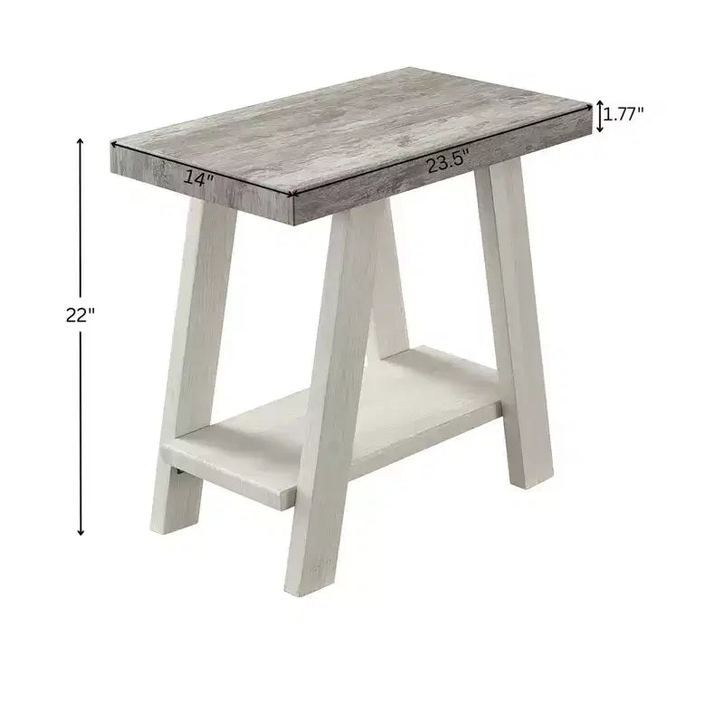 Contemporary Two-Tone Wood Shelf Side Table in Weathered Gray and Beige