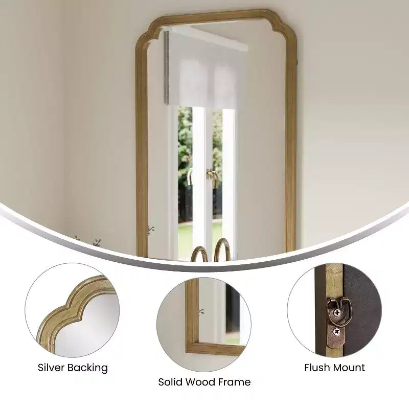 Wall Mirror with Solid Wood Frame and Silver Backed Glass, for Entryways, Dining Rooms & More