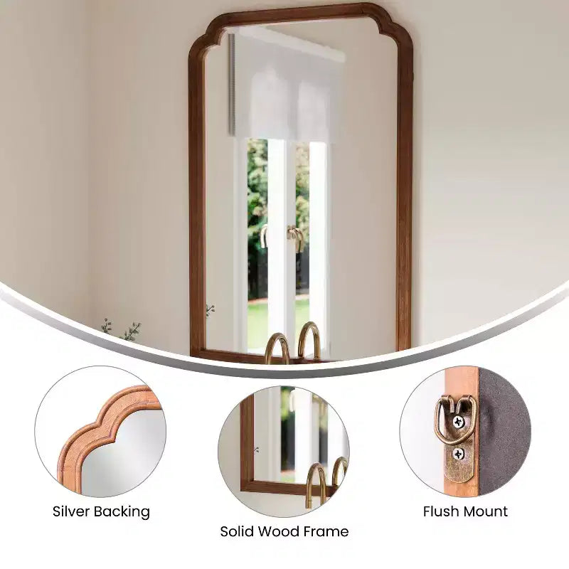 Wall Mirror with Solid Wood Frame and Silver Backed Glass, for Entryways, Dining Rooms & More
