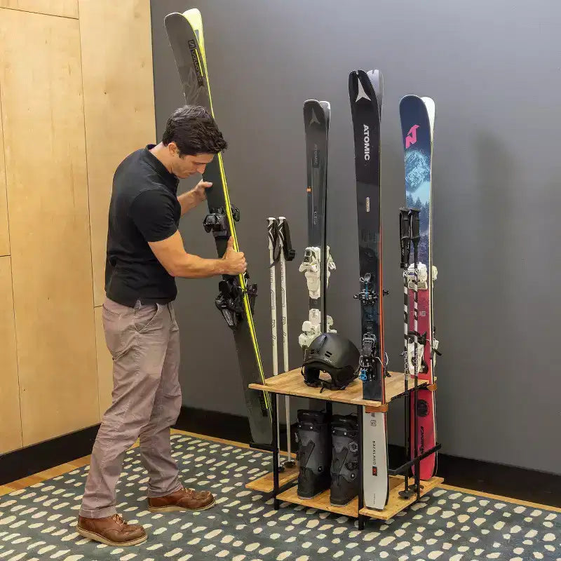 Freestanding Ski Organizer, Holds 4 Pairs of Skis