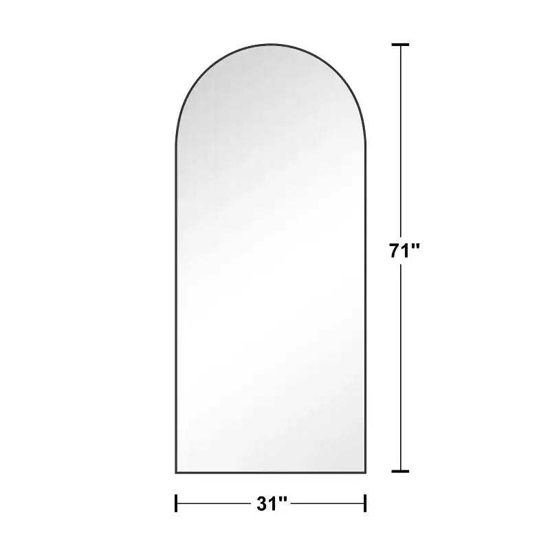 31 in. W x 71 in. H Full Length Arched Free Standing Body Mirror, Metal Frame, Black