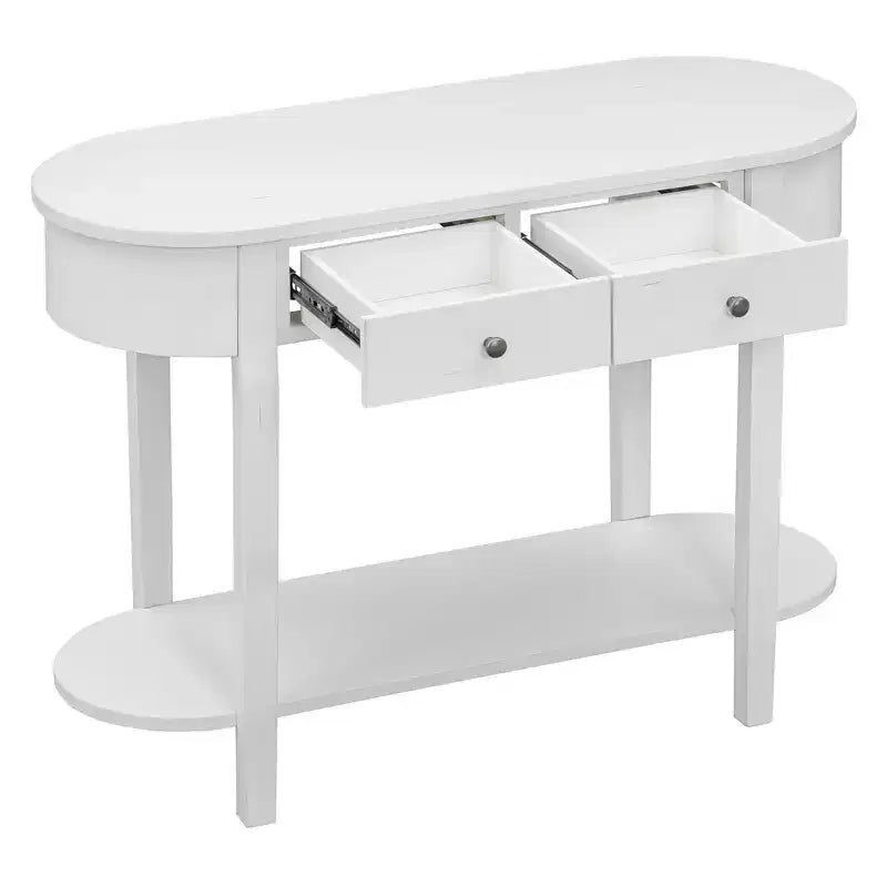 Curved Console Table with Smooth Glaze for Entryways, Living Rooms and Hallways