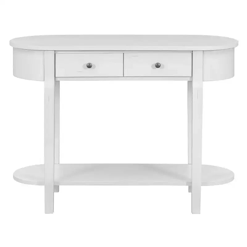 Curved Console Table with Smooth Glaze for Entryways, Living Rooms and Hallways