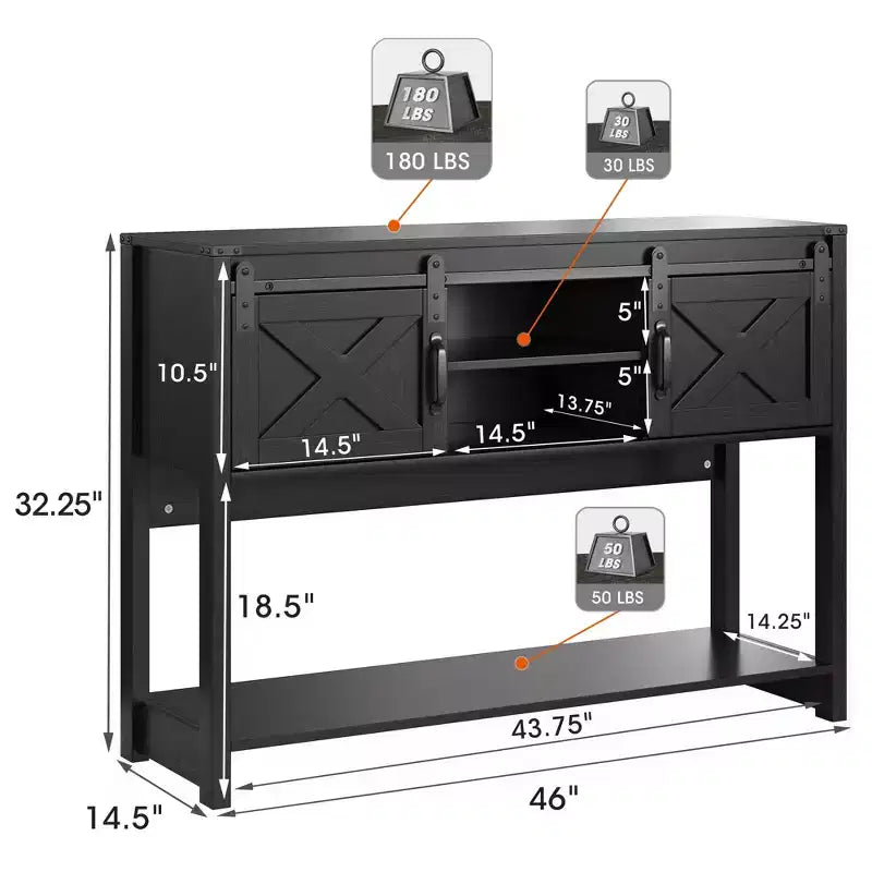 Fireplace TV Stand for 65"+ TV, Entertainment Center with 23" Electric Fireplace, Remote & Sliding Barn Door for Living Room