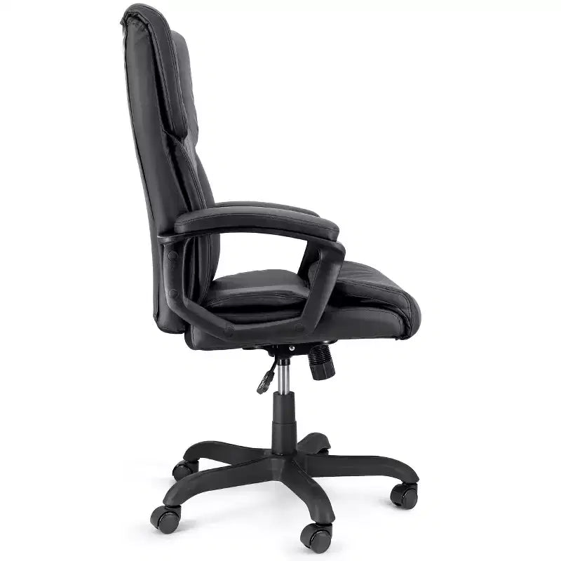 High Back Adjustable Faux Leather Office Chair in Black