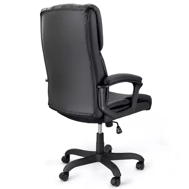 High Back Adjustable Faux Leather Office Chair in Black
