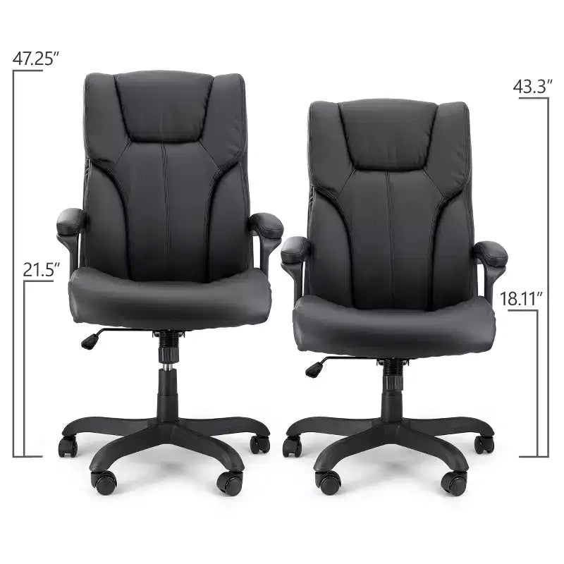 High Back Adjustable Faux Leather Office Chair in Black