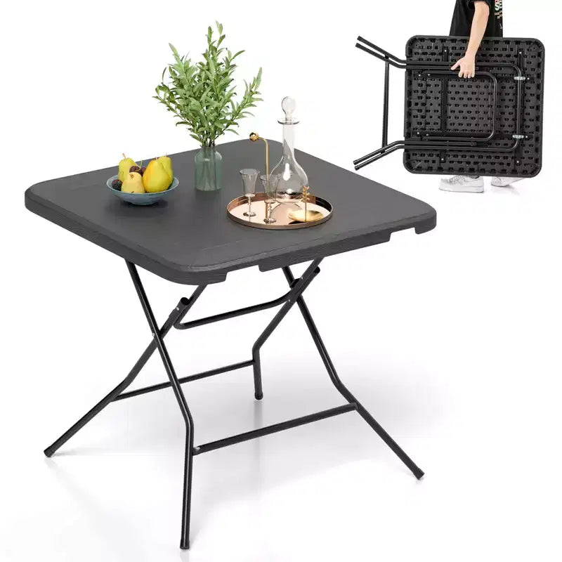 31.5" Square Folding Table, Indoor Outdoor Foldable Plastic Table