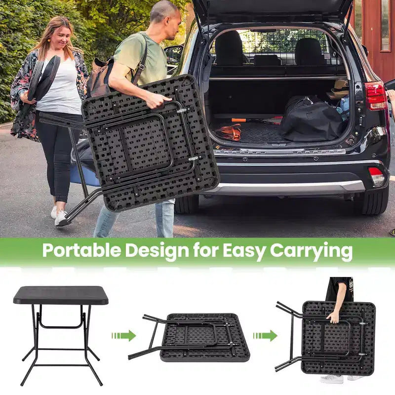 31.5" Square Folding Table, Indoor Outdoor Foldable Plastic Table