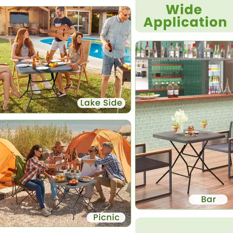 31.5" Square Folding Table, Indoor Outdoor Foldable Plastic Table
