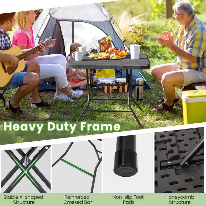 31.5" Square Folding Table, Indoor Outdoor Foldable Plastic Table