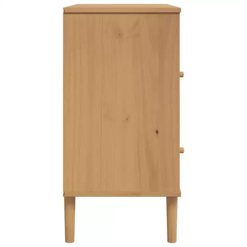 Rattan Look Dresser, Brown, 31.5"x15.7"x31.5", Solid Wood Pine