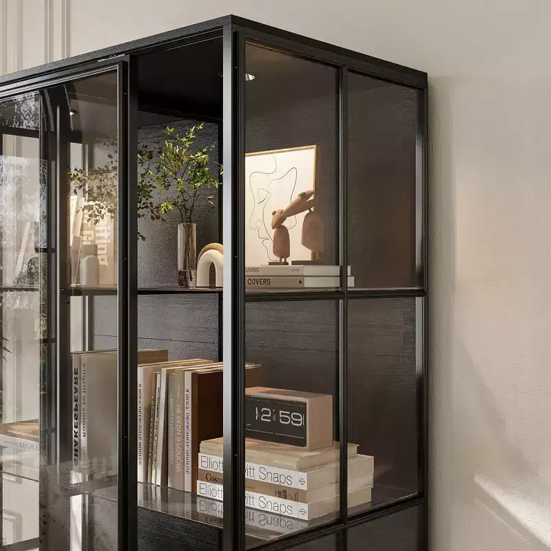 Oversize Glass Display Cabinet, 74.8"H, Built-In Spotlights & Sliding Glass Doors, Spacious Organizer for Collectibles, Models, Action Figures