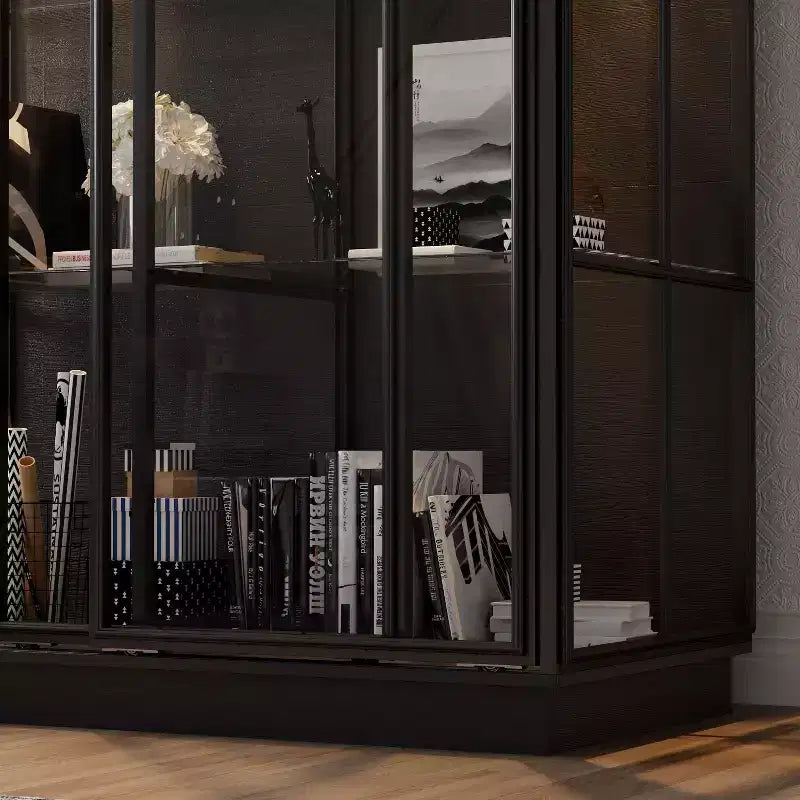 Oversize Glass Display Cabinet, 74.8"H, Built-In Spotlights & Sliding Glass Doors, Spacious Organizer for Collectibles, Models, Action Figures