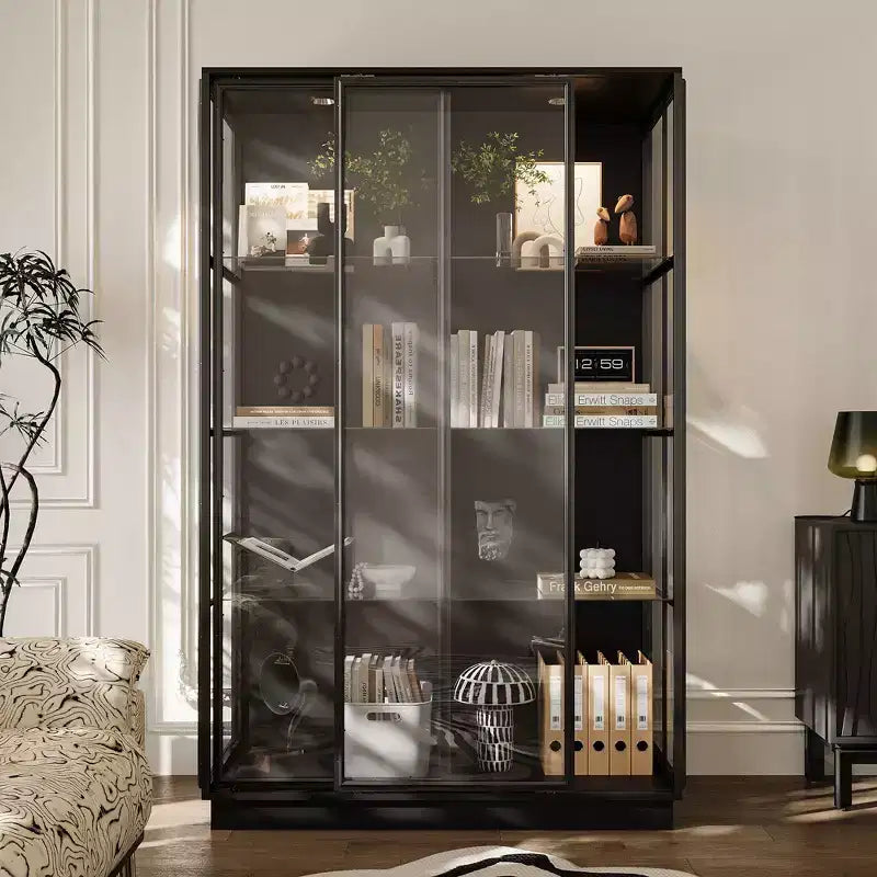Oversize Glass Display Cabinet, 74.8"H, Built-In Spotlights & Sliding Glass Doors, Spacious Organizer for Collectibles, Models, Action Figures