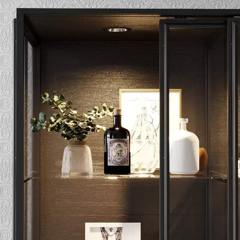Oversize Glass Display Cabinet, 74.8"H, Built-In Spotlights & Sliding Glass Doors, Spacious Organizer for Collectibles, Models, Action Figures