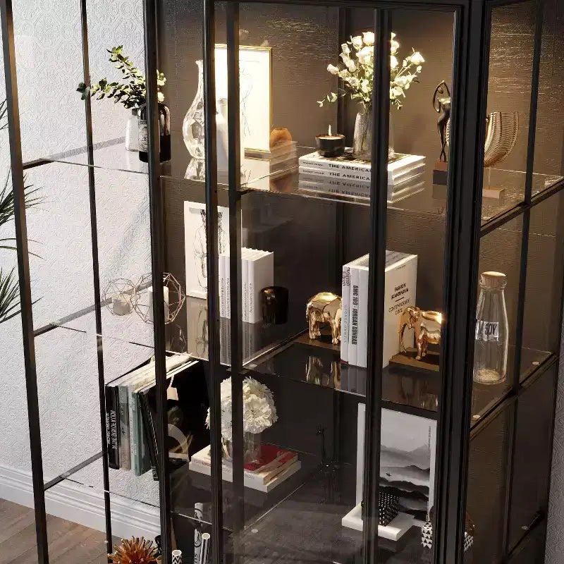 Oversize Glass Display Cabinet, 74.8"H, Built-In Spotlights & Sliding Glass Doors, Spacious Organizer for Collectibles, Models, Action Figures