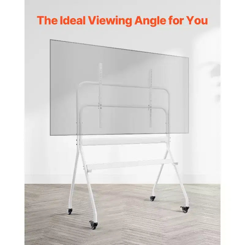 Rolling TV Stand, Mobile TV Cart for 35-100 Inch LED/LCD/OLED Flat/Curved TVs, Portable Monitor Stand with Wheels, Holds up to 198 lbs, White