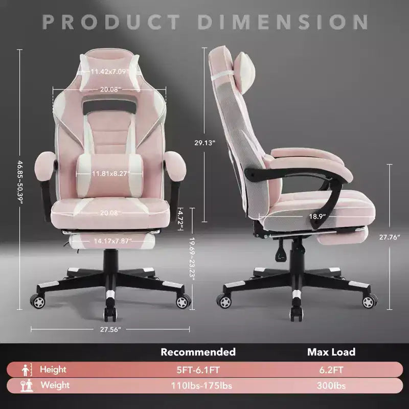 Big and Tall Office Chair, High Back Leather Gaming Chair with Footrest, Ergonomic Computer Chair with Lumbar Support & Headrest