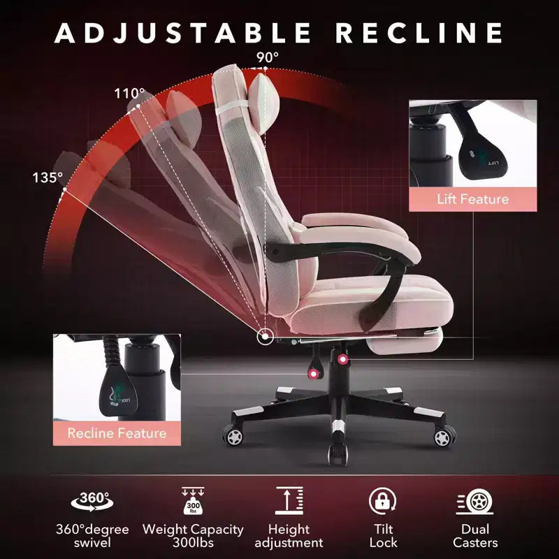 Big and Tall Office Chair, High Back Leather Gaming Chair with Footrest, Ergonomic Computer Chair with Lumbar Support & Headrest