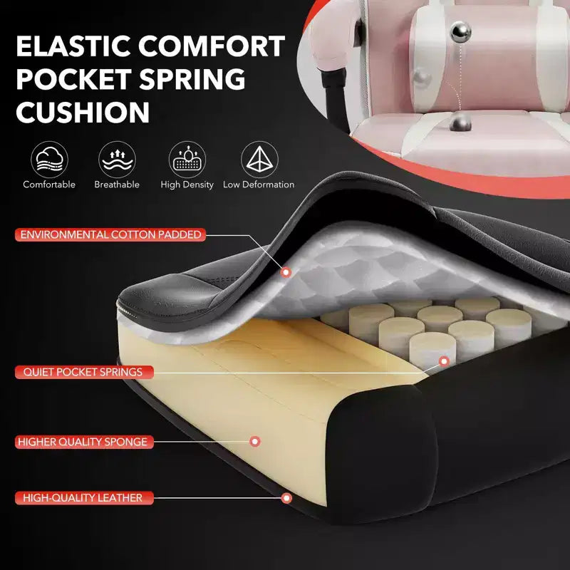 Big and Tall Office Chair, High Back Leather Gaming Chair with Footrest, Ergonomic Computer Chair with Lumbar Support & Headrest
