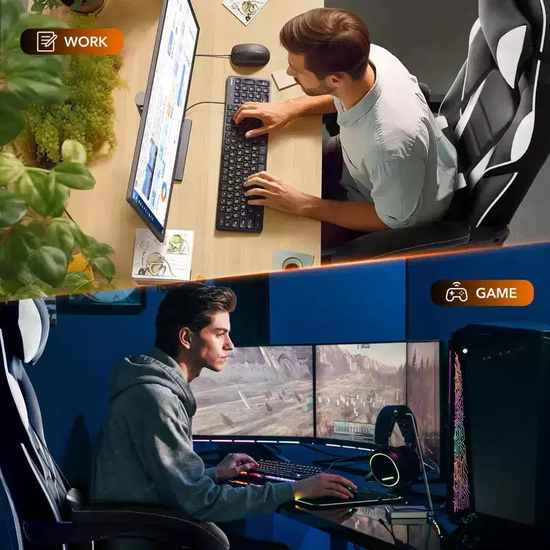 Big and Tall Office Chair, High Back Leather Gaming Chair with Footrest, Ergonomic Computer Chair with Lumbar Support & Headrest