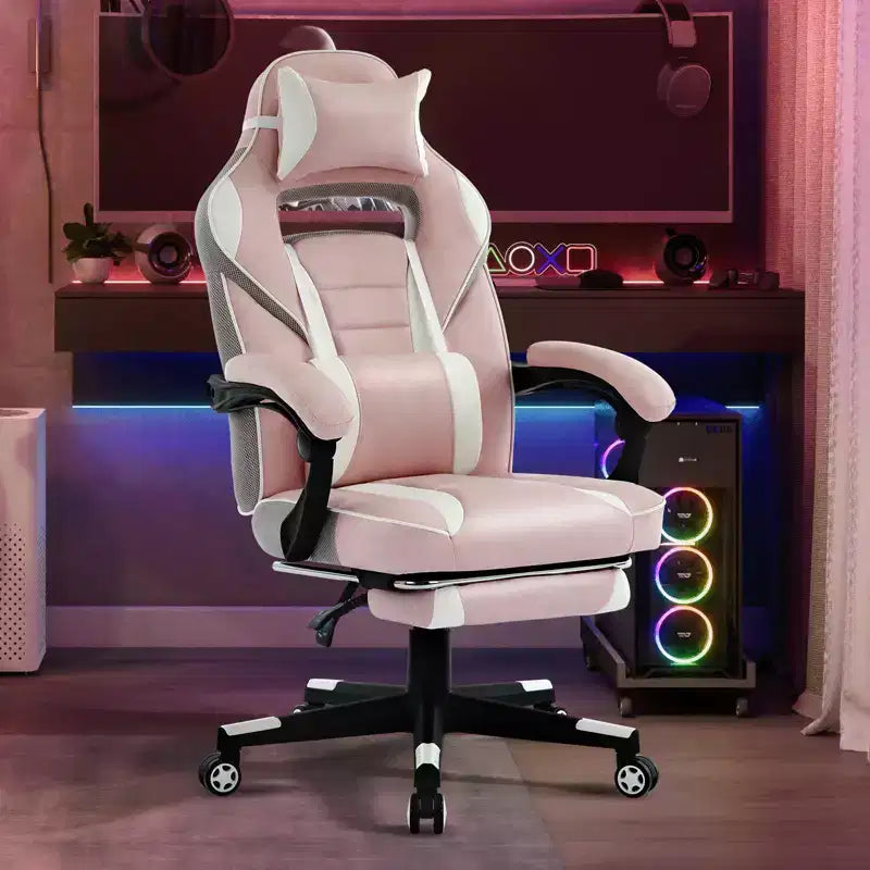 Big and Tall Office Chair, High Back Leather Gaming Chair with Footrest, Ergonomic Computer Chair with Lumbar Support & Headrest