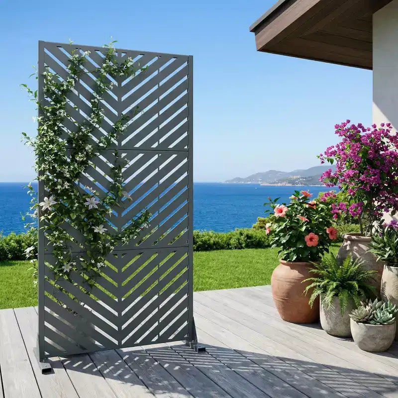 Outdoor Metal Privacy Screen, Freestanding Fence Panels for Garden, Patio, Deck & Yard