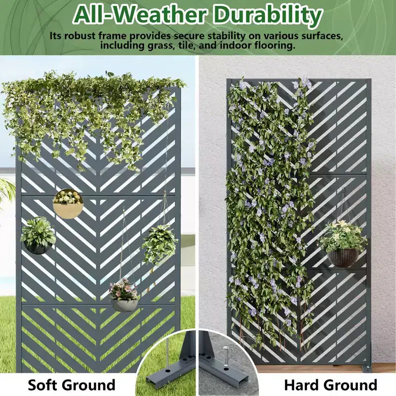 Outdoor Metal Privacy Screen, Freestanding Fence Panels for Garden, Patio, Deck & Yard