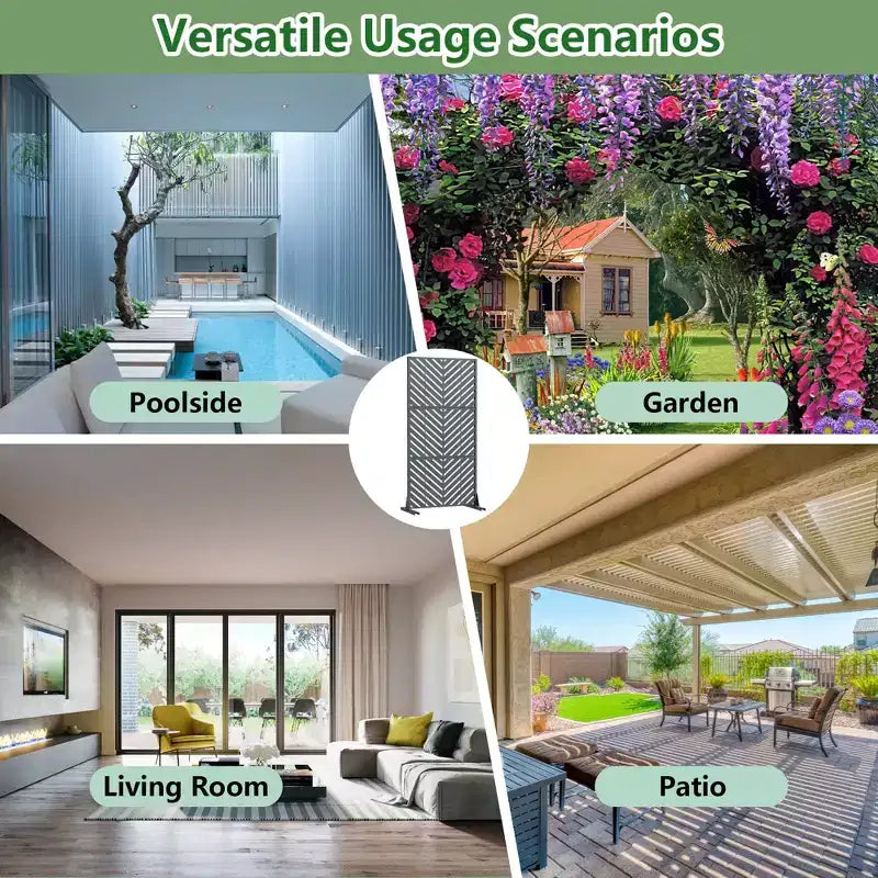 Outdoor Metal Privacy Screen, Freestanding Fence Panels for Garden, Patio, Deck & Yard