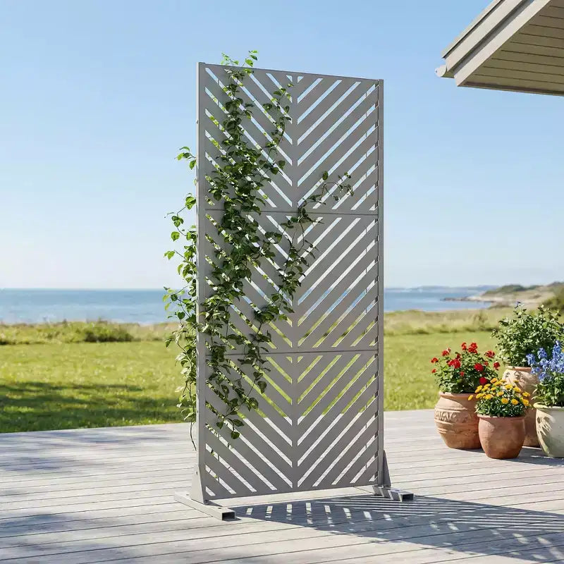 Outdoor Metal Privacy Screen, Freestanding Fence Panels for Garden, Patio, Deck & Yard