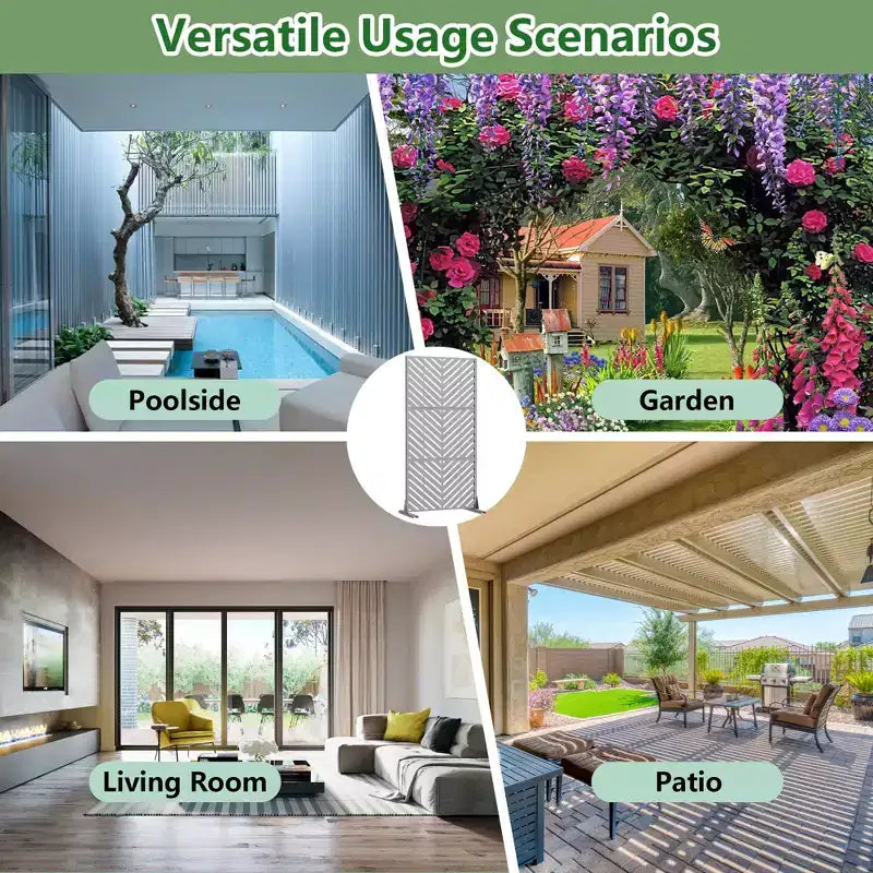 Outdoor Metal Privacy Screen, Freestanding Fence Panels for Garden, Patio, Deck & Yard