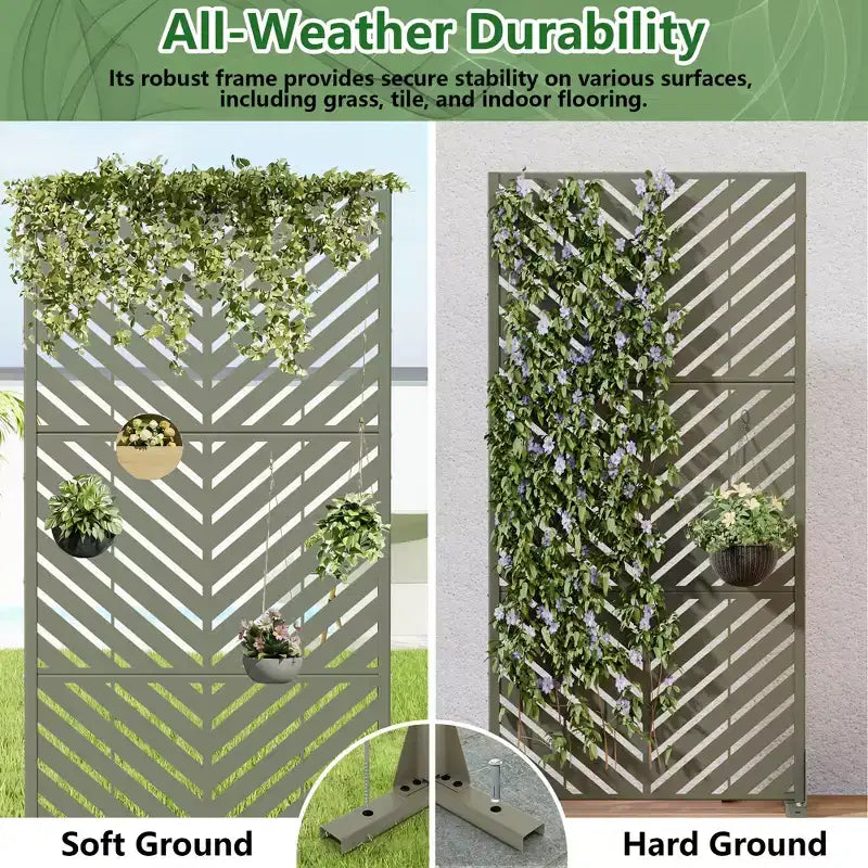 Outdoor Metal Privacy Screen, Freestanding Fence Panels for Garden, Patio, Deck & Yard