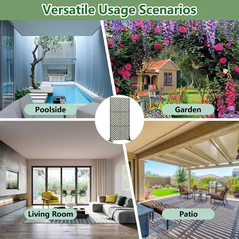 Outdoor Metal Privacy Screen, Freestanding Fence Panels for Garden, Patio, Deck & Yard