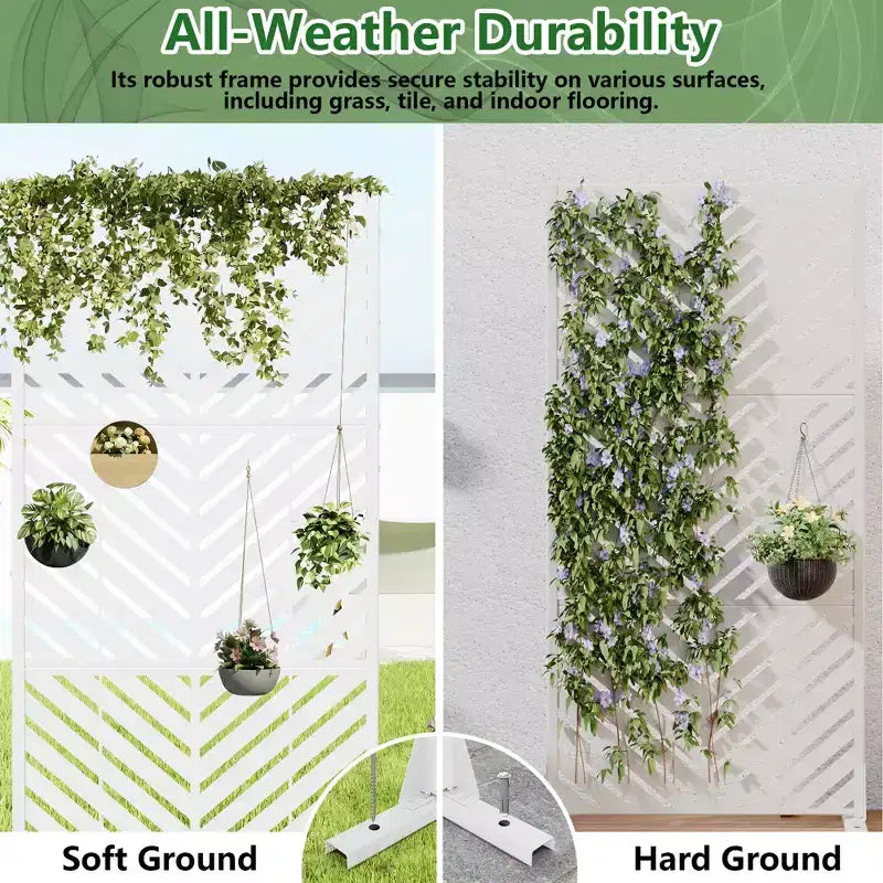 Outdoor Metal Privacy Screen, Freestanding Fence Panels for Garden, Patio, Deck & Yard
