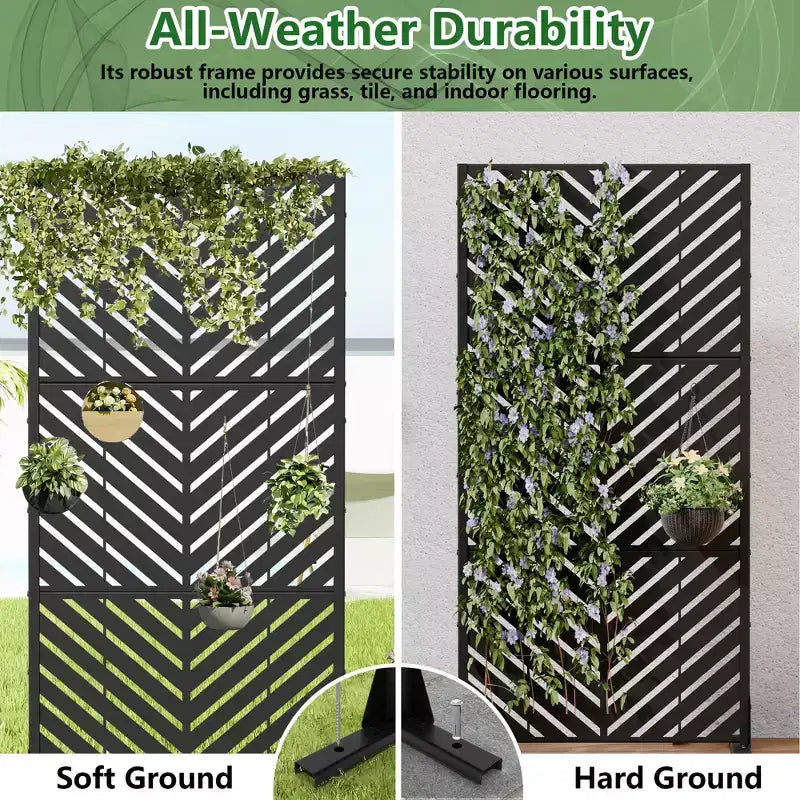 Outdoor Metal Privacy Screen, Freestanding Fence Panels for Garden, Patio, Deck & Yard