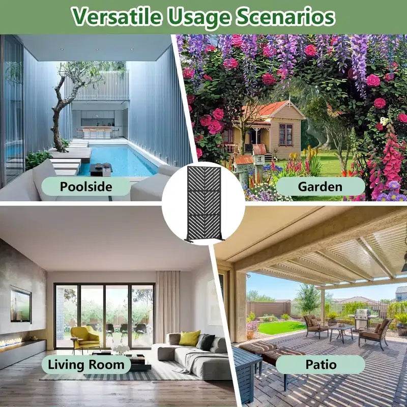 Outdoor Metal Privacy Screen, Freestanding Fence Panels for Garden, Patio, Deck & Yard