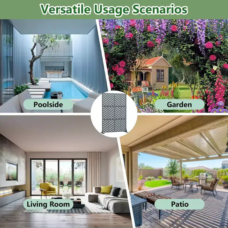Outdoor Metal Privacy Screen, Freestanding Fence Panels for Garden, Patio, Deck & Yard