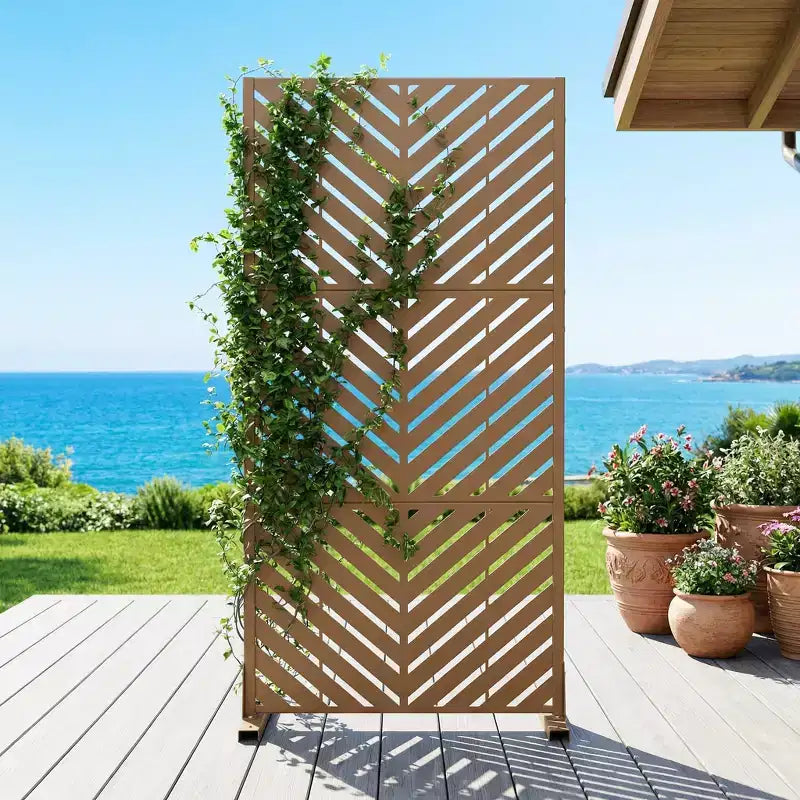 Outdoor Metal Privacy Screen, Freestanding Fence Panels for Garden, Patio, Deck & Yard