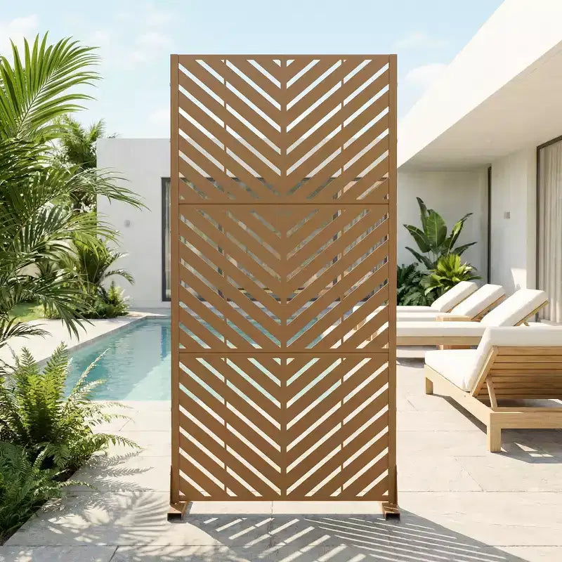 Outdoor Metal Privacy Screen, Freestanding Fence Panels for Garden, Patio, Deck & Yard
