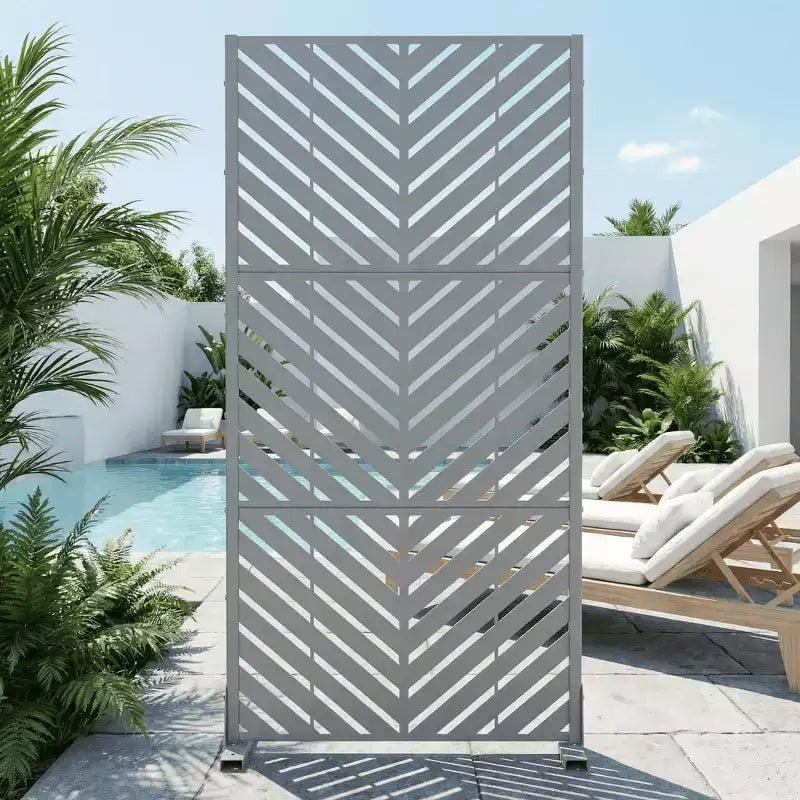 Outdoor Metal Privacy Screen, Freestanding Fence Panels for Garden, Patio, Deck & Yard