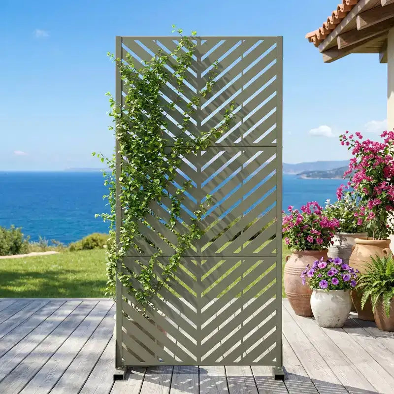 Outdoor Metal Privacy Screen, Freestanding Fence Panels for Garden, Patio, Deck & Yard