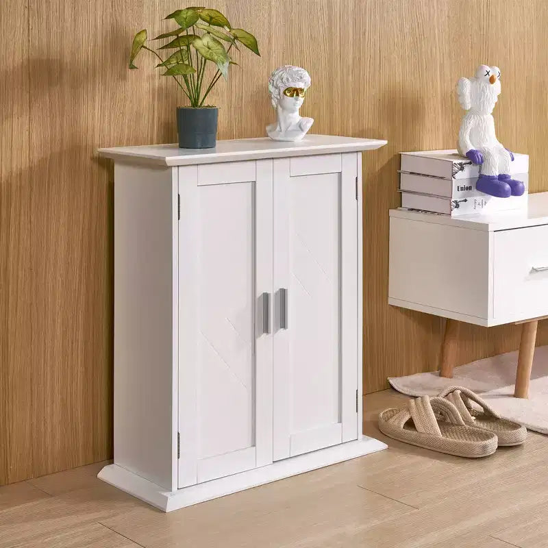 Modern Bathroom Storage Cabinet with Adjustable Shelves, Freestanding Floor Cabinet for Bathroom, Entryway & Small Spaces, White