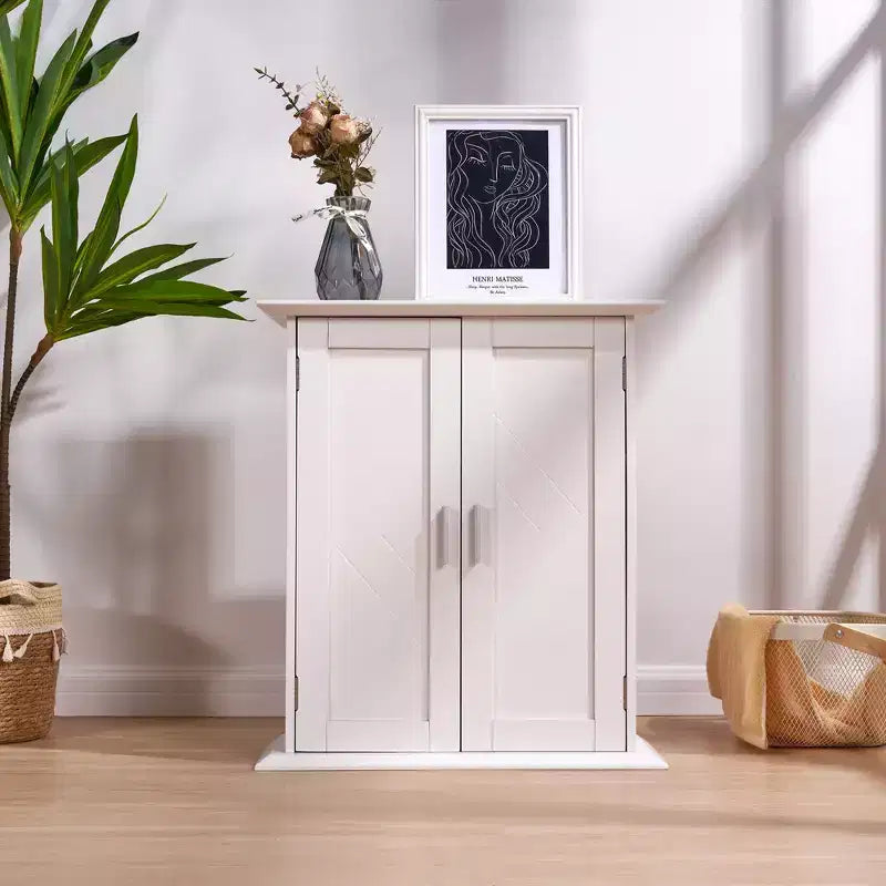 Modern Bathroom Storage Cabinet with Adjustable Shelves, Freestanding Floor Cabinet for Bathroom, Entryway & Small Spaces, White