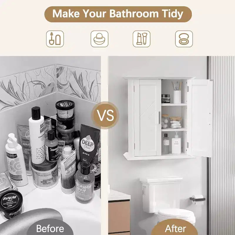 Modern Bathroom Storage Cabinet with Adjustable Shelves, Freestanding Floor Cabinet for Bathroom, Entryway & Small Spaces, White