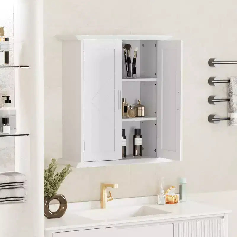 Modern Bathroom Storage Cabinet with Adjustable Shelves, Freestanding Floor Cabinet for Bathroom, Entryway & Small Spaces, White