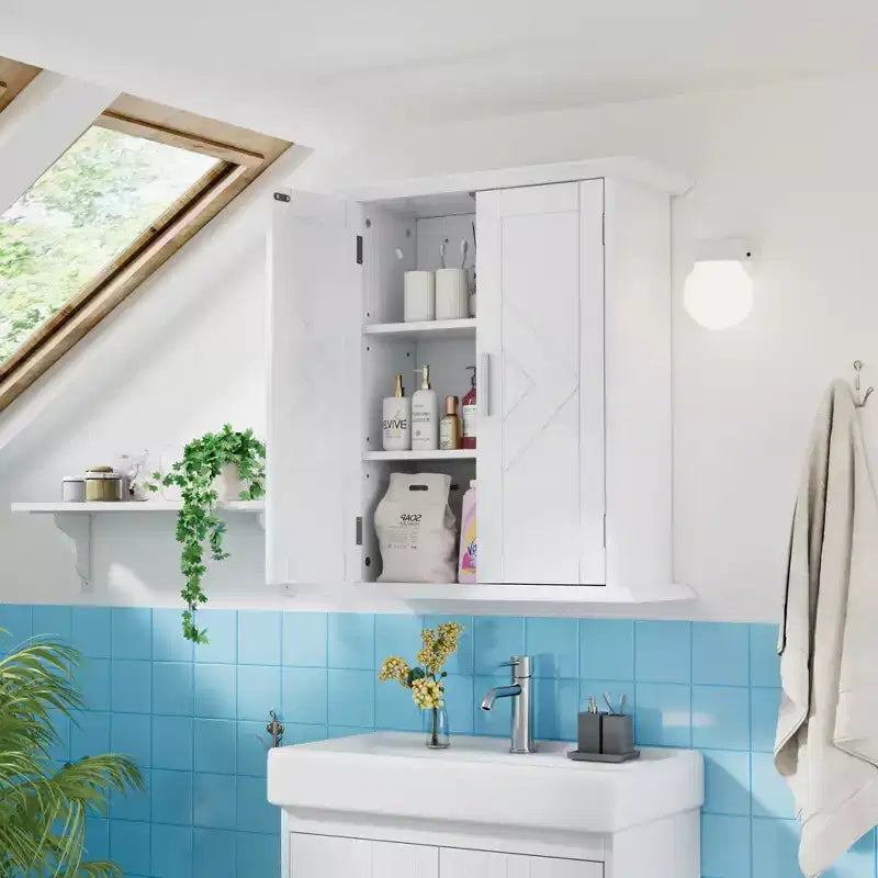 Modern Bathroom Storage Cabinet with Adjustable Shelves, Freestanding Floor Cabinet for Bathroom, Entryway & Small Spaces, White