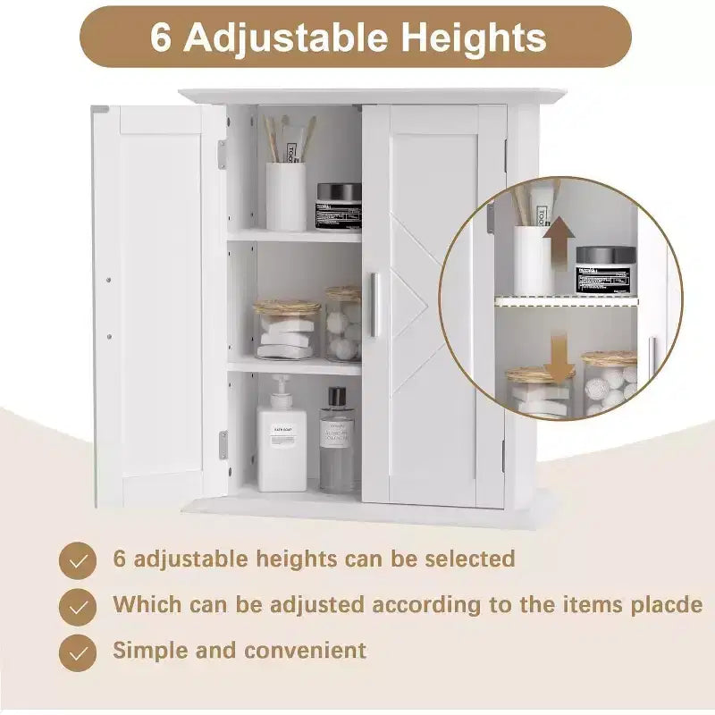 Modern Bathroom Storage Cabinet with Adjustable Shelves, Freestanding Floor Cabinet for Bathroom, Entryway & Small Spaces, White