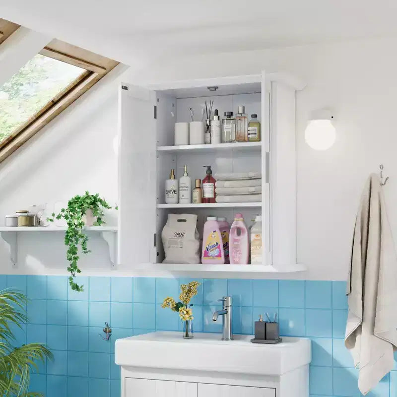 Modern Bathroom Storage Cabinet with Adjustable Shelves, Freestanding Floor Cabinet for Bathroom, Entryway & Small Spaces, White