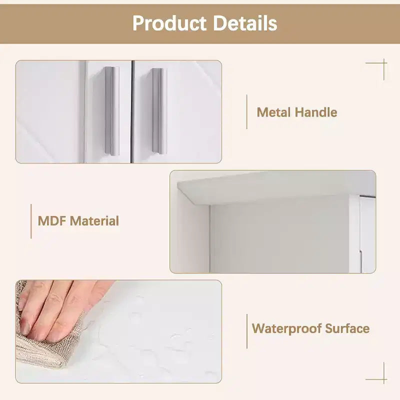 Modern Bathroom Storage Cabinet with Adjustable Shelves, Freestanding Floor Cabinet for Bathroom, Entryway & Small Spaces, White